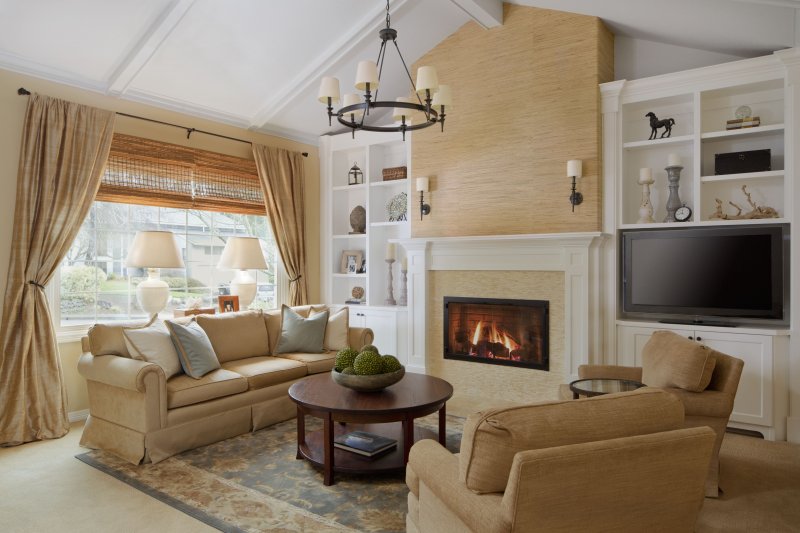 Living room fireplace accent wall (Photo by David Papazian /Photographer’s Choice RF via Getty Images)