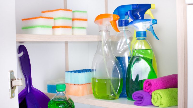 Organized cabinet with cleaning supplies (Photo by Jevtic / iStock / Getty Images Plus via Getty Images)