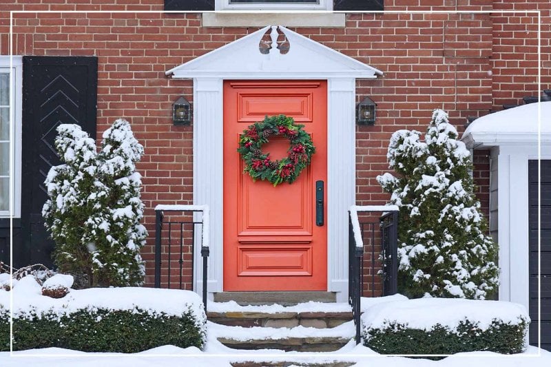 salmon color front door (Photo by Peterspiro/iStock/Getty Images Editorial via Getty Images)