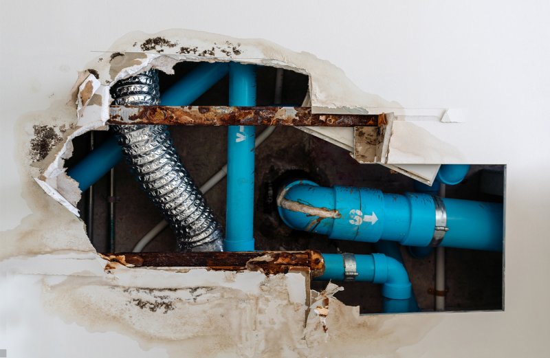 broken wall with exposed pipes (Photo by SasinParaksa/iStock/Getty Images Plus via Getty Images)