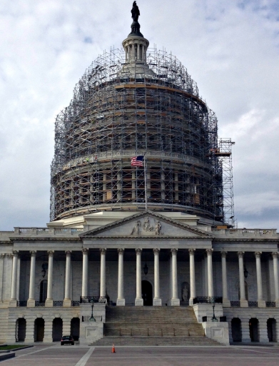 D.C. capitol dome with scaffolding under renovation