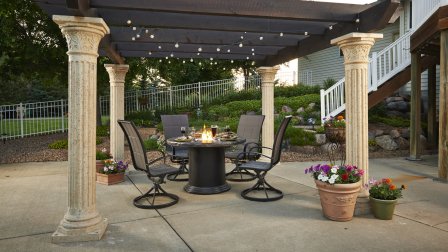 pergola with stone columns