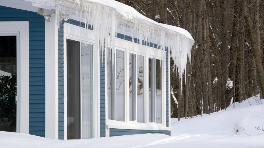 House with icicles and snow