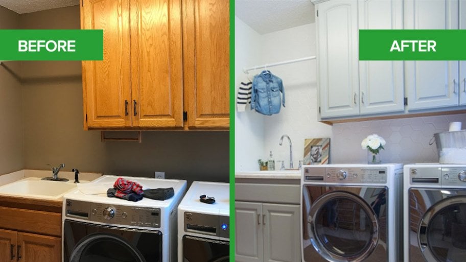 Laundry room before and after the remodel