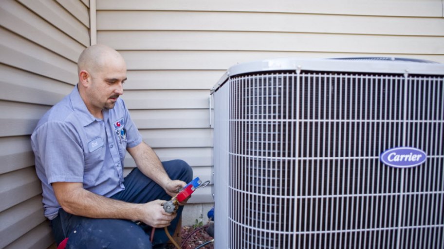 HVAC worker outside