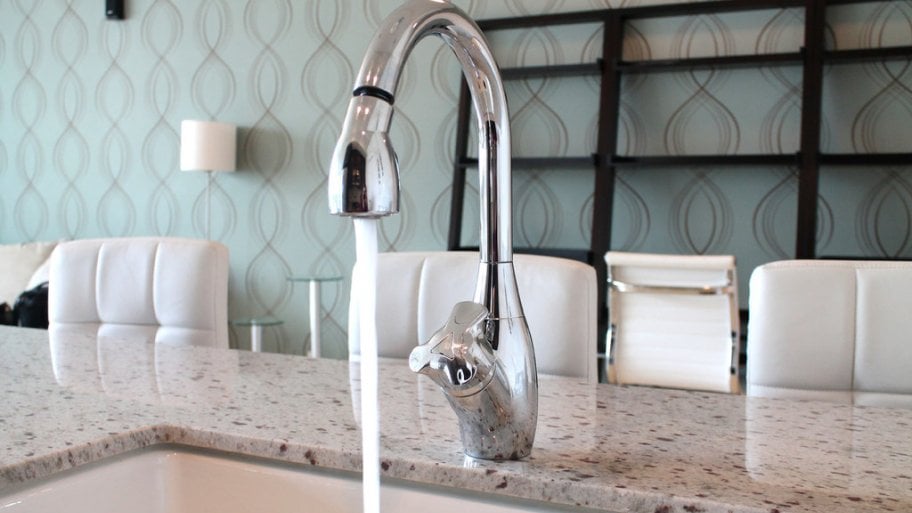 Water faucet running