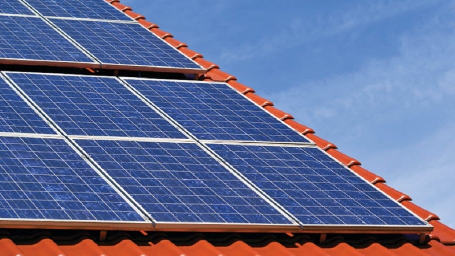 solar panels on a metal roof