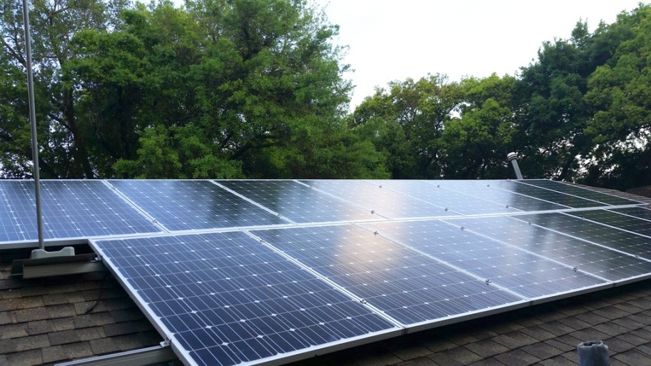 A solar panel array on a roof