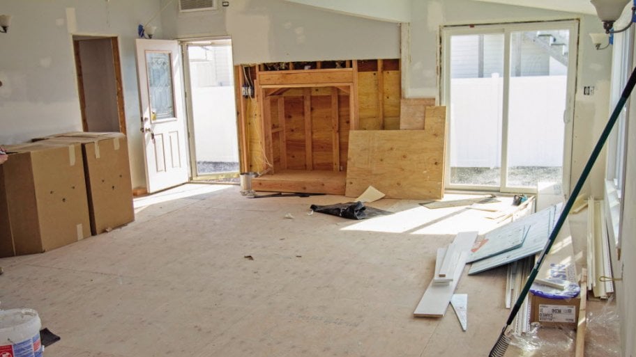 A room mid-construction