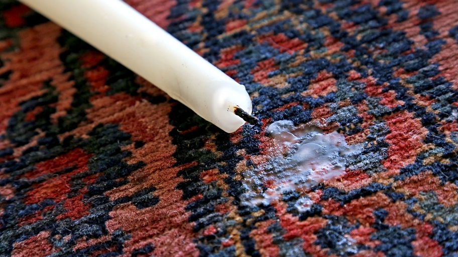 candle wax spilled on carpet