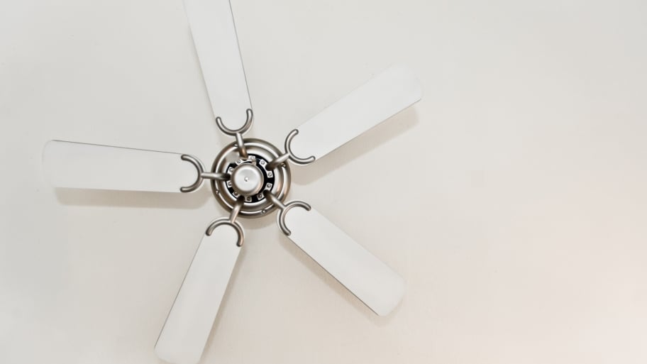 brushed nickel ceiling fan with white blades