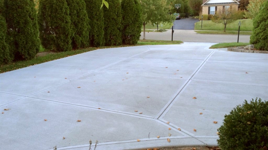newly poured concrete driveway