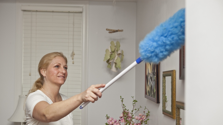 woman dusting