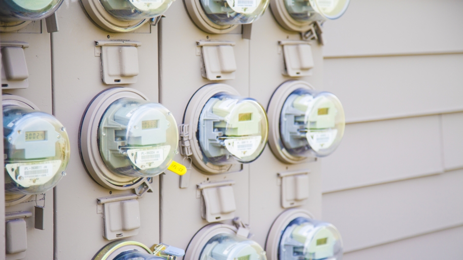 multiple electrical meters on exterior wall
