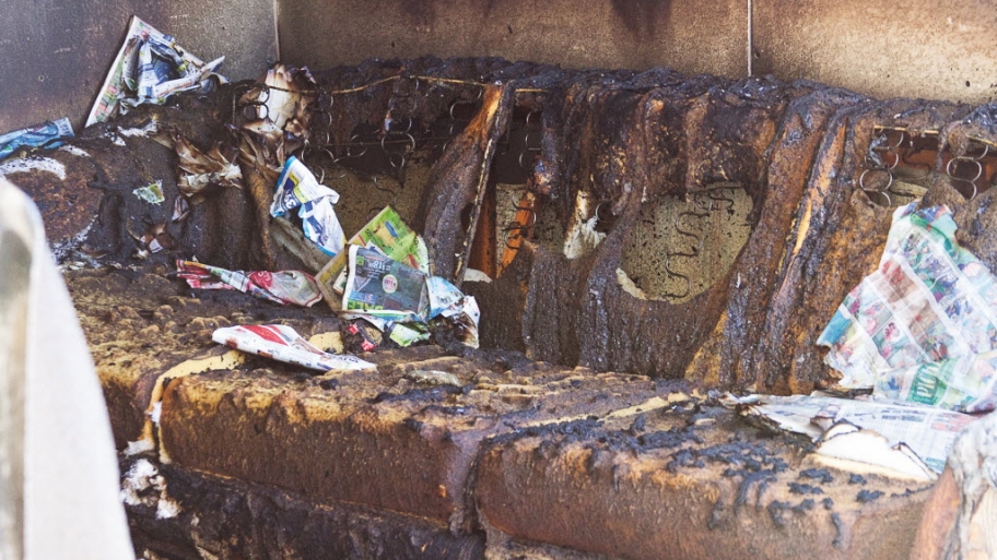 Bruned out couch from a house fire