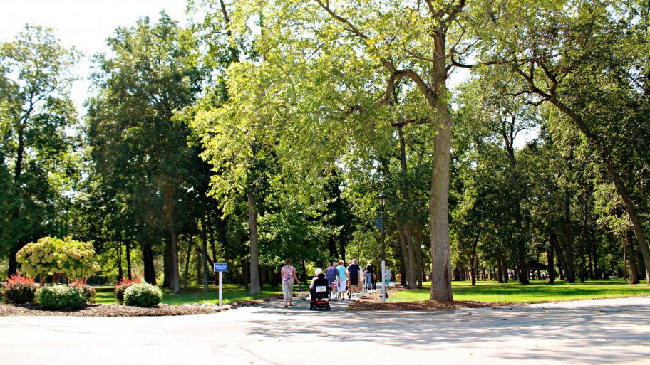 green space trail at senior living facility