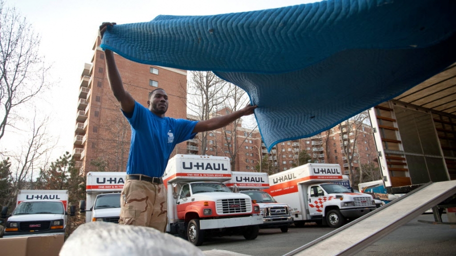 Moving company prepares belongings for a move