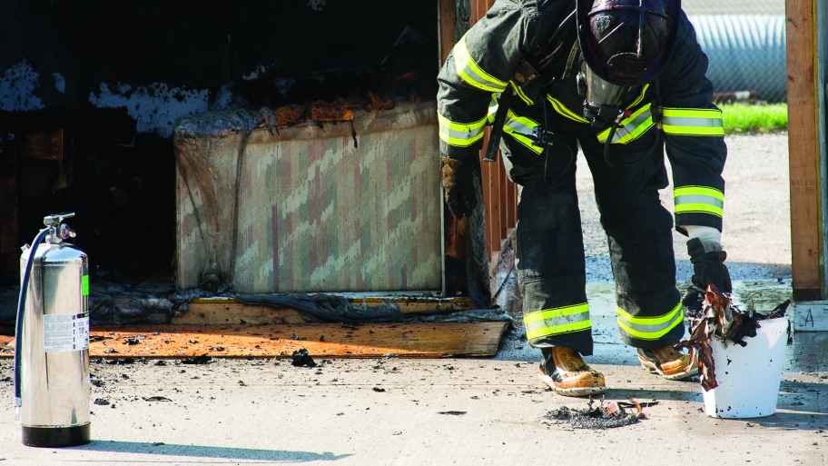 firefighter at controlled burn in Indianapolis
