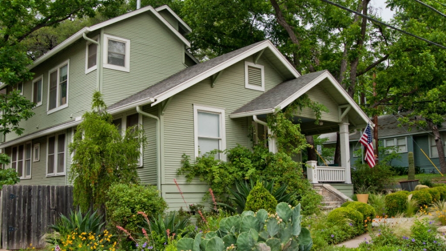 green siding house