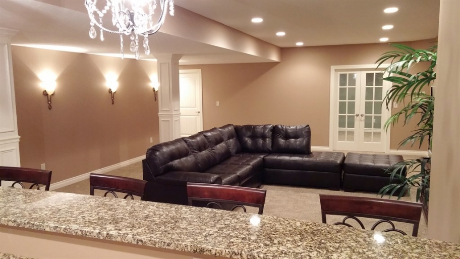 finished basement with painted walls