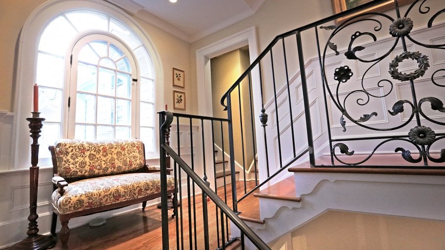 ornate wrought iron railing in historic home
