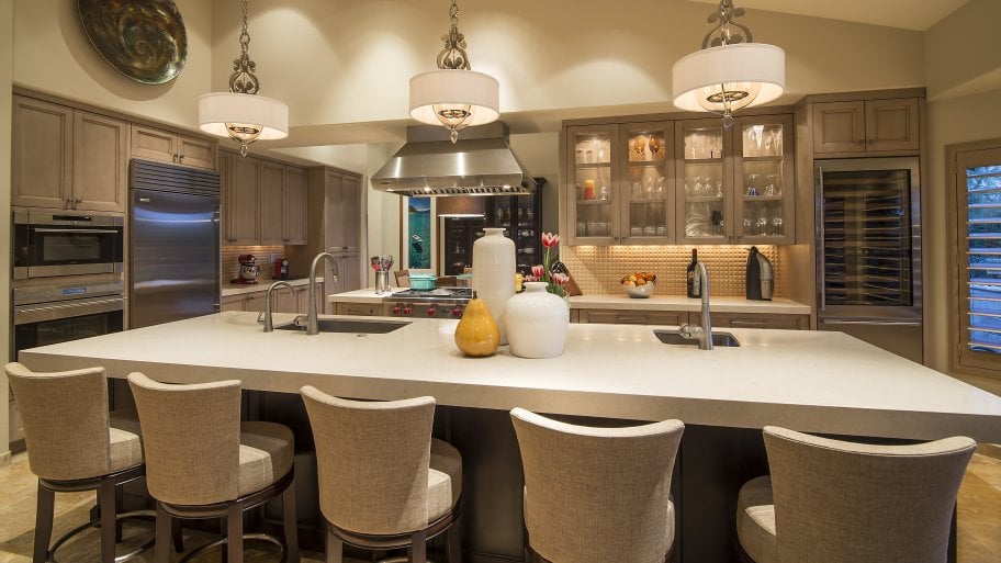 remodeled kitchen with new lighting