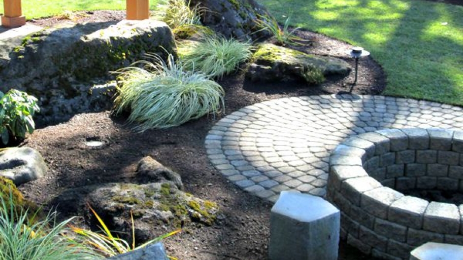 pavers and plants in a yard