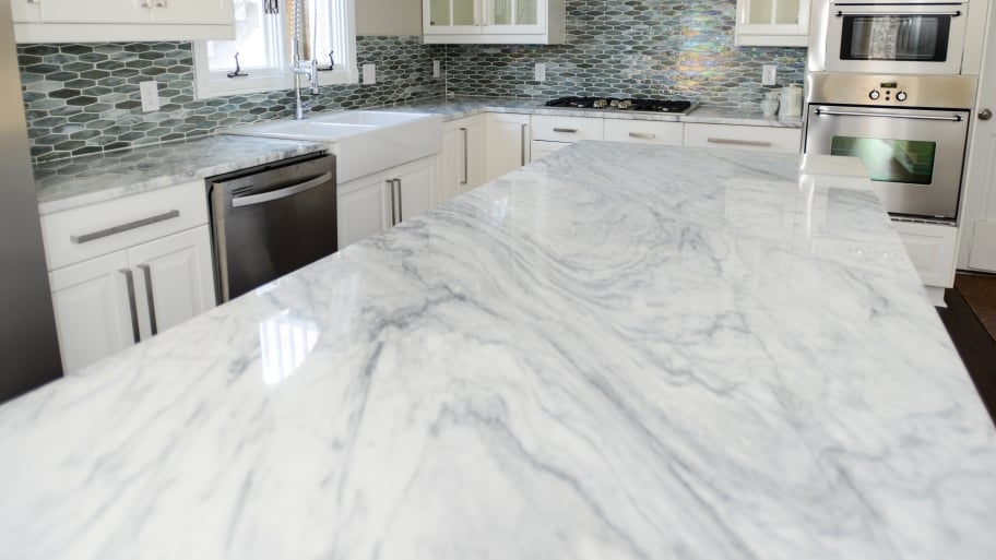 marble countertops in kitchen