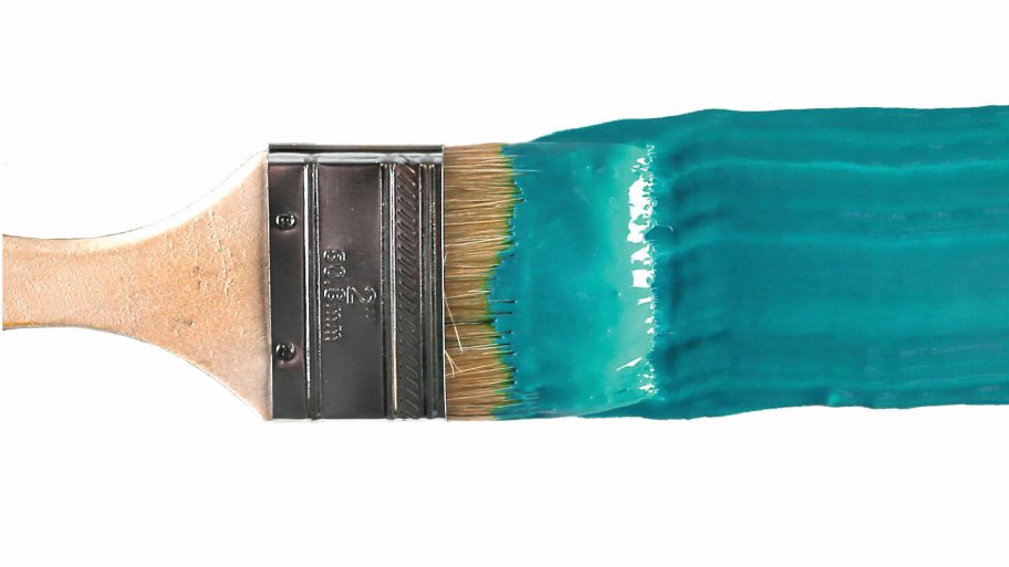 paintbrush with blue paint
