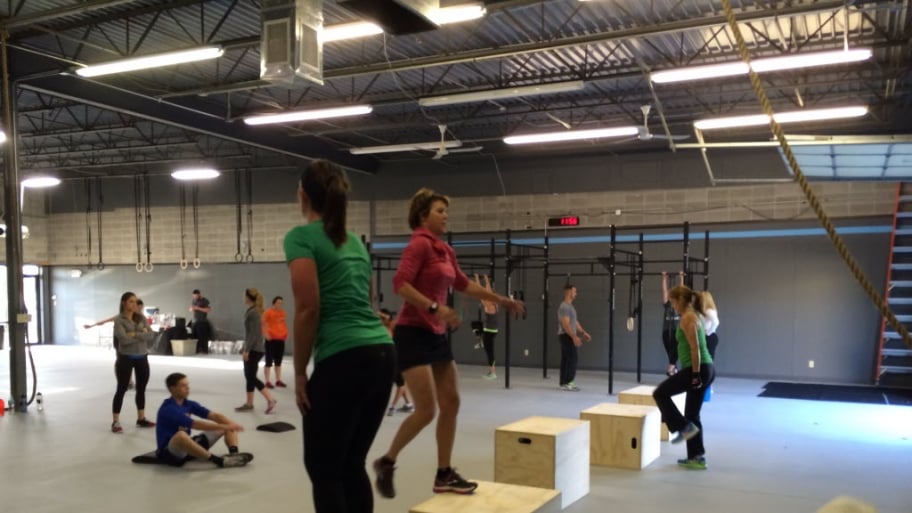 A workout class in session