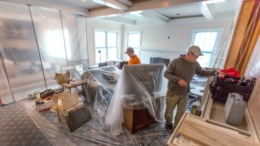 remodeling, plastic covering, construction work