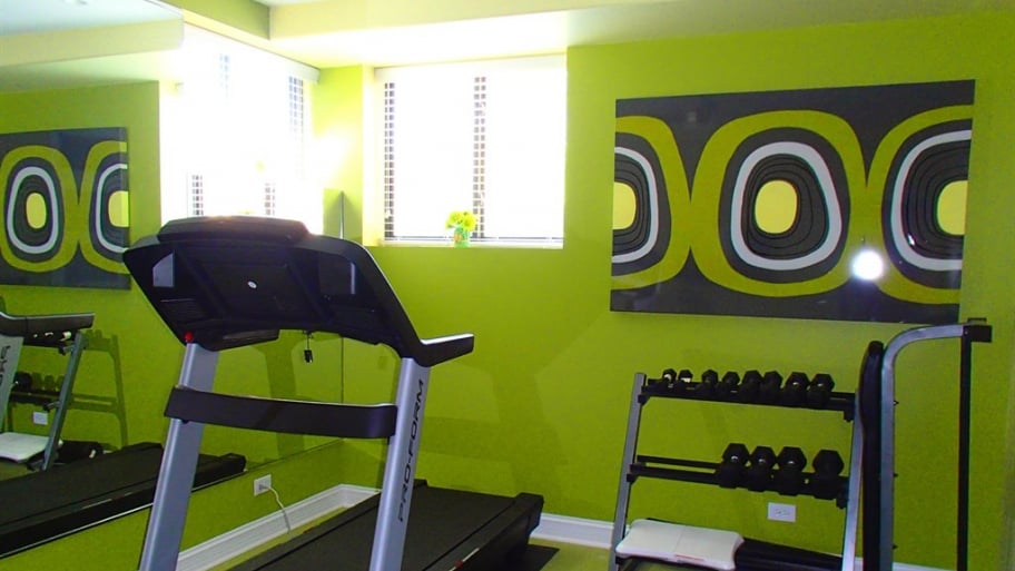 green home gym basement