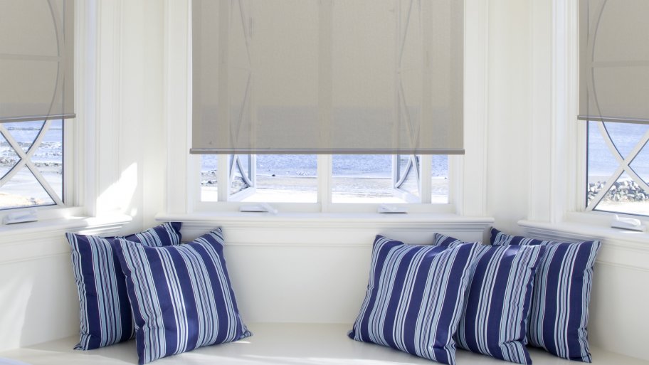 roller shades on bay windows