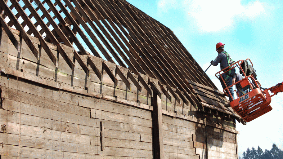 A barn deconstruction in Portland, Oregon