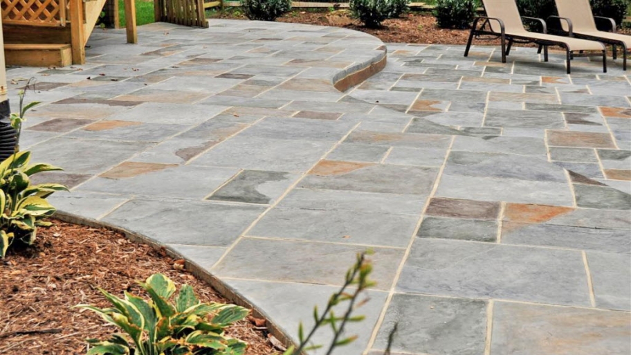 a stamped concrete patio