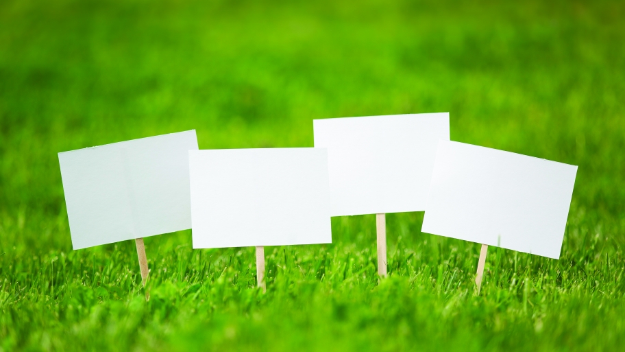 blank signs in a yard