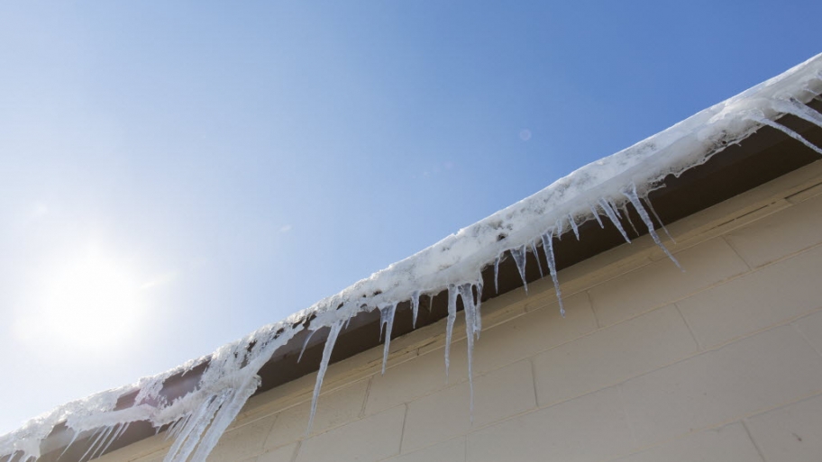 Icicles hanging from a roof