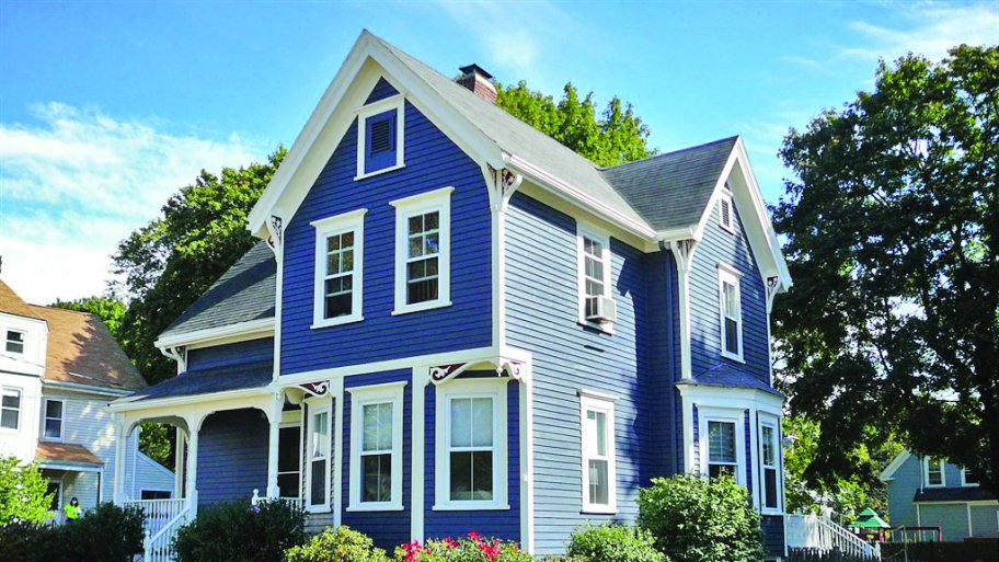 blue Victorian style home