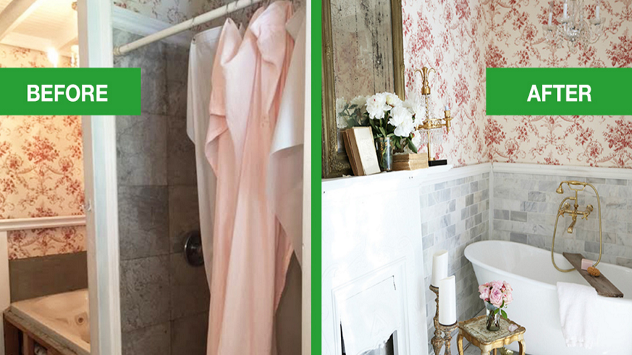 before and after shower remodel