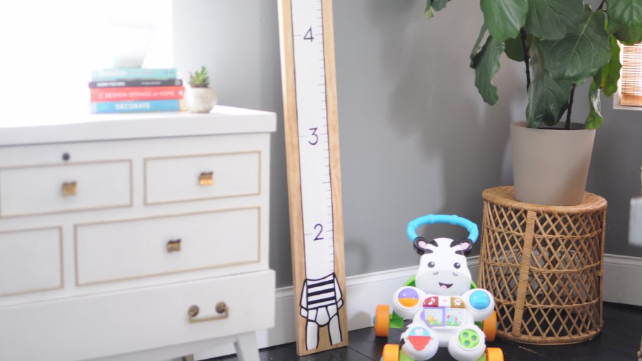 kids' room with DIY height chart