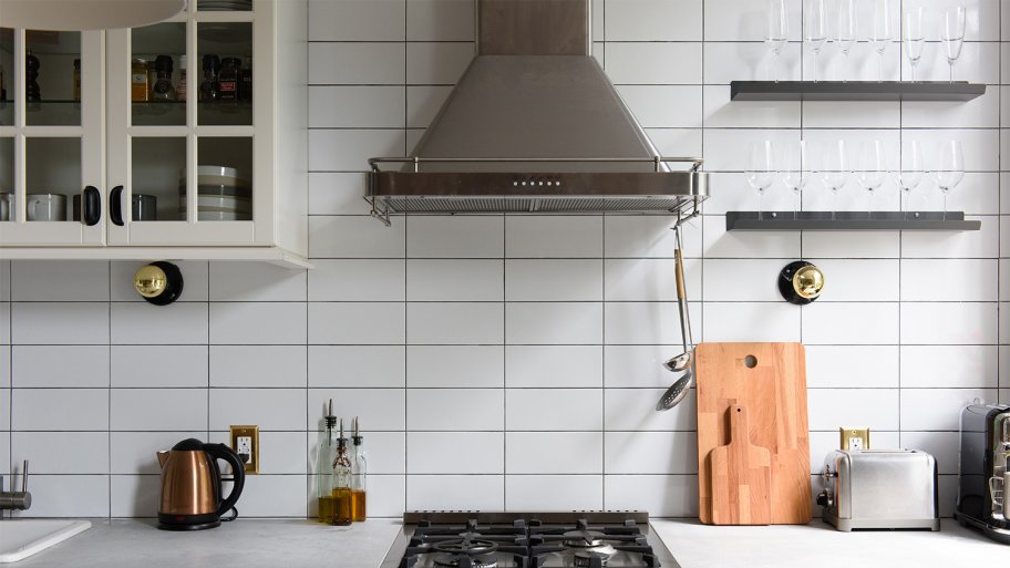 A modern kitchen with a gas range
