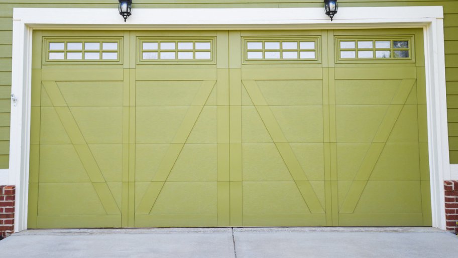green garage door
