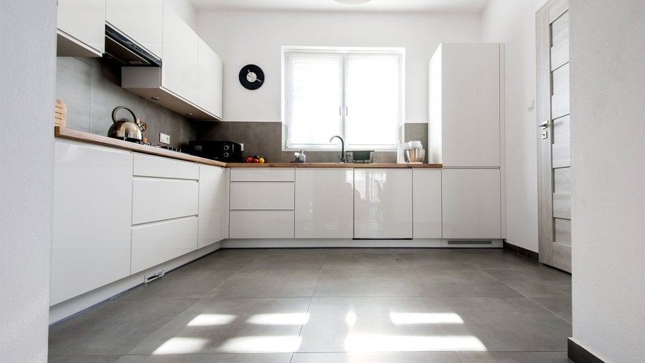 Flooring in a modern minimalist kitchen
