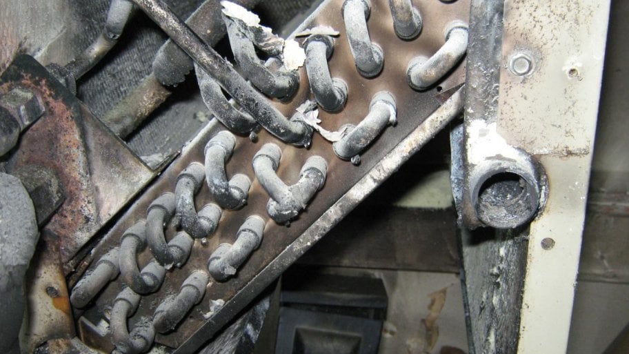 A/C coil after fire
