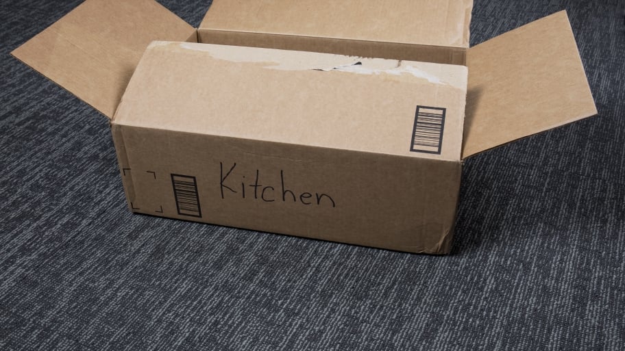 cardboard moving box for kitchen supplies