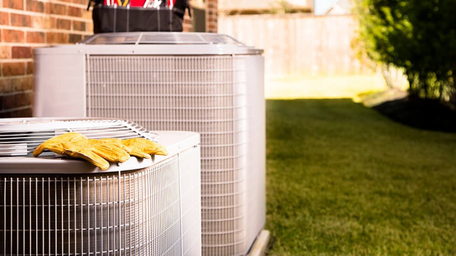 AC with technician gloves