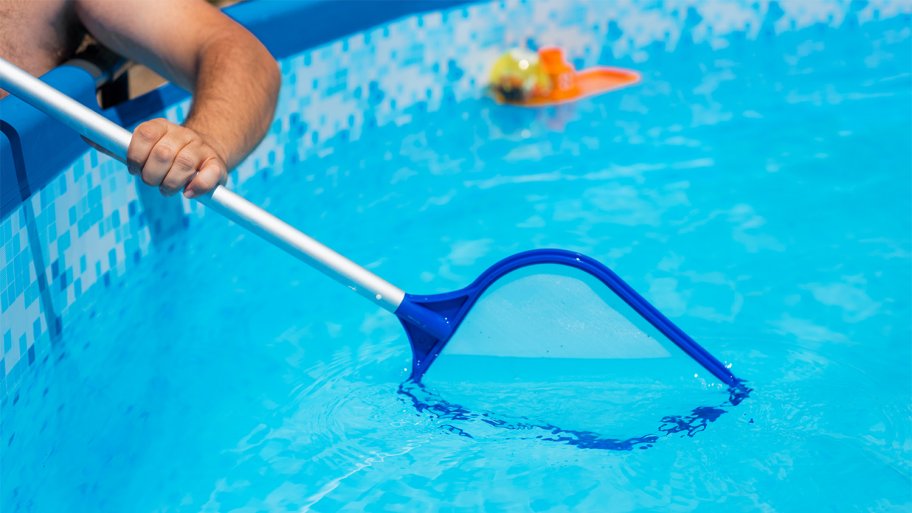 Pool being skimmed