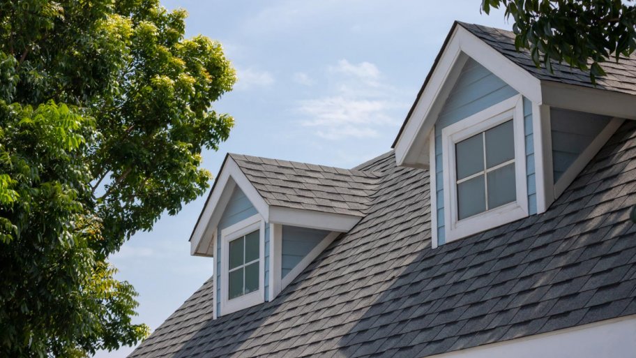 Roof shingles with garrett house on top of the house among a lot of trees (Photo by Ratchat / iStock / Getty Images Plus via Getty Images)