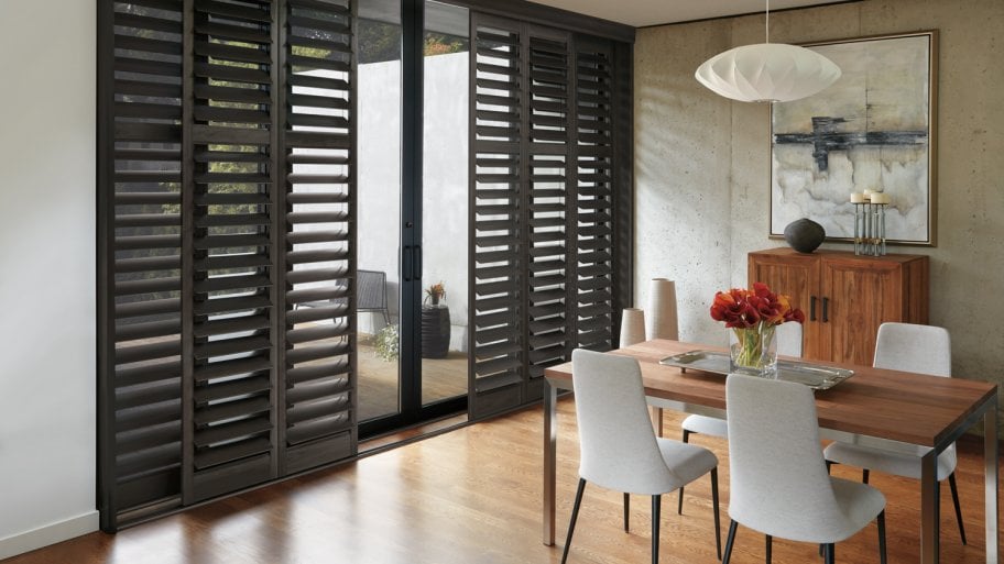Shutters on sliding glass doors