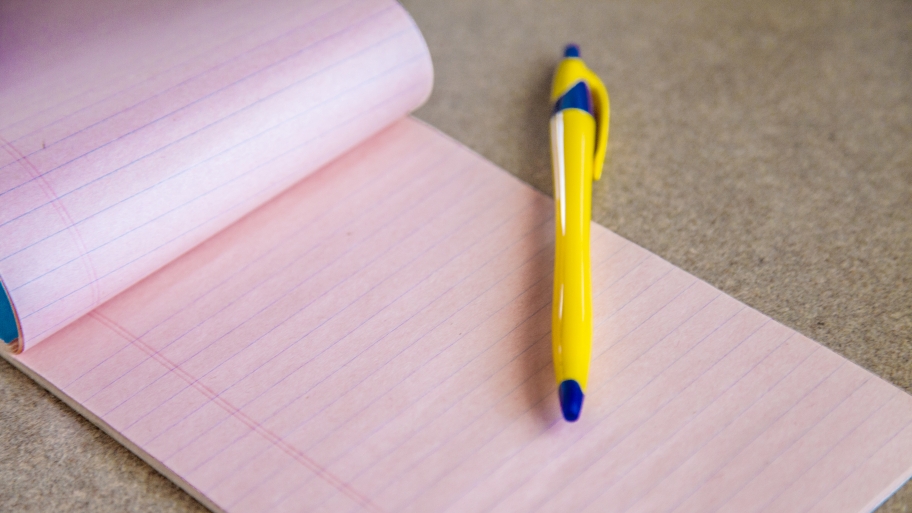 Pad of paper and a pen.